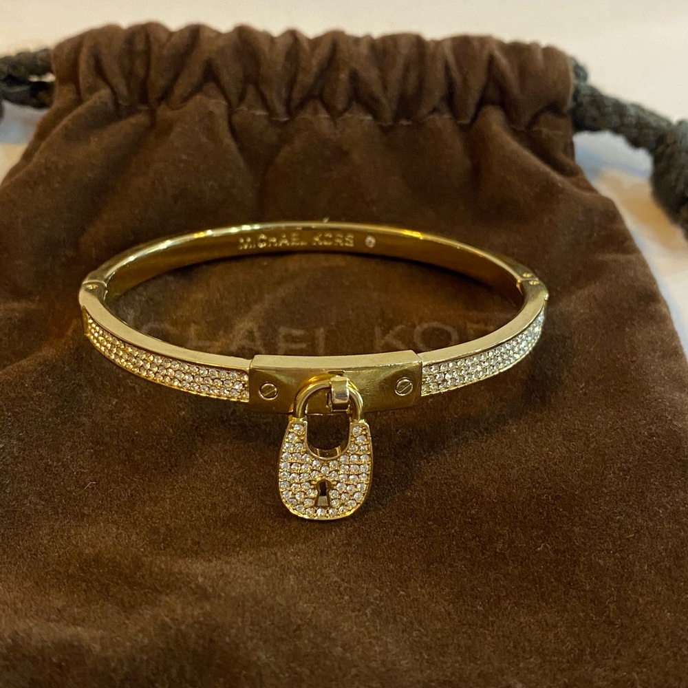 Michael Kors Gold and Crystal Locket Bracelet - Picture 7 of 8